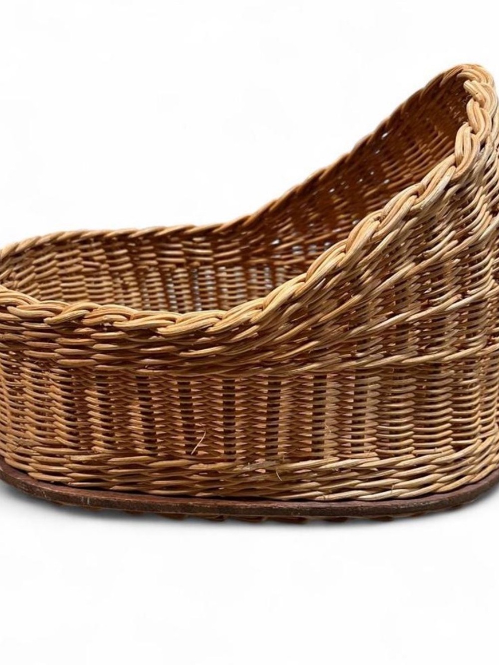 Woven Rattan Basket Cradle in Natural Brown